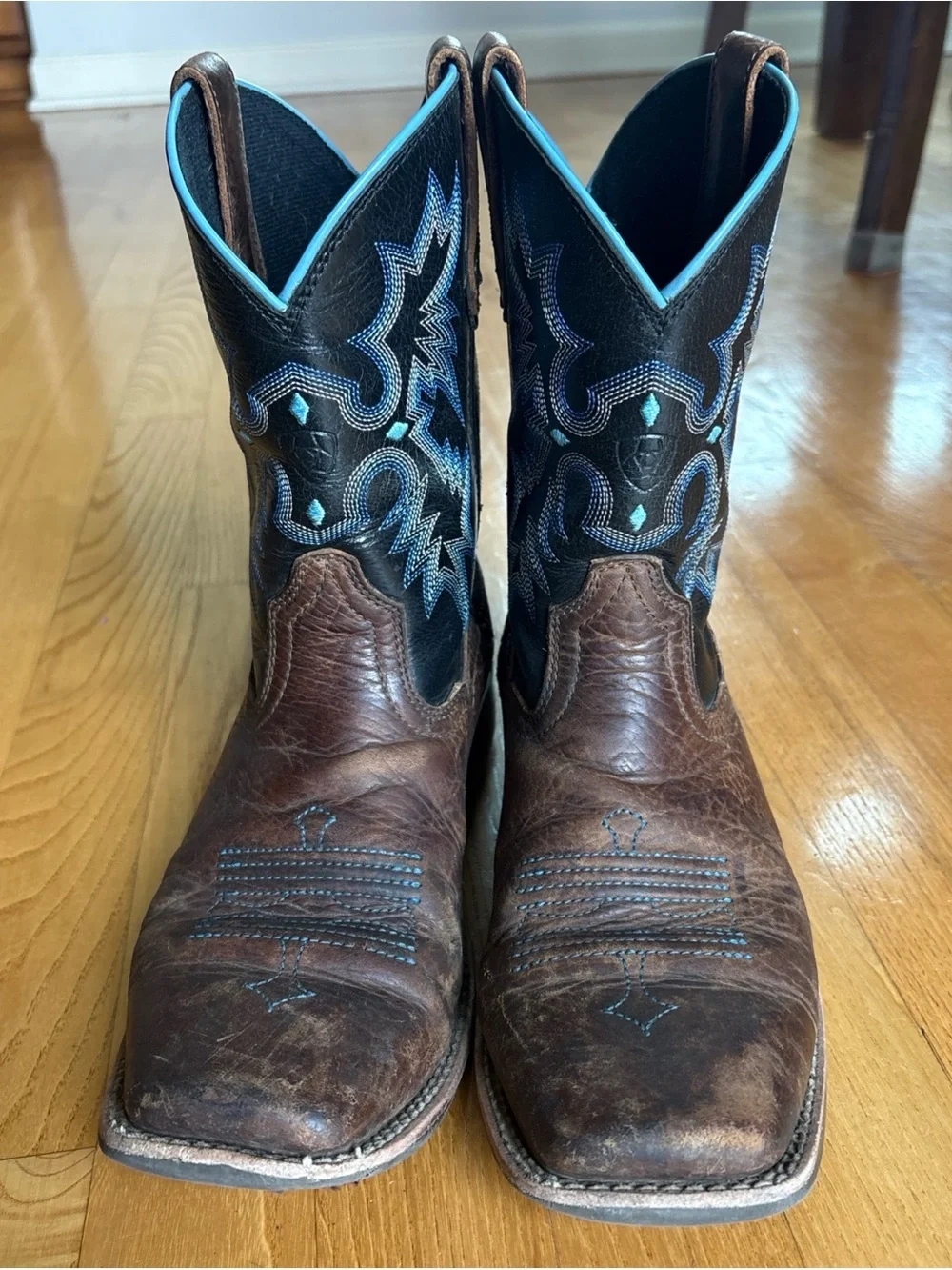 Ariat Tombstone Western Boots Cowboy Big Kid Earth Black Brown Blue Size 5 Youth